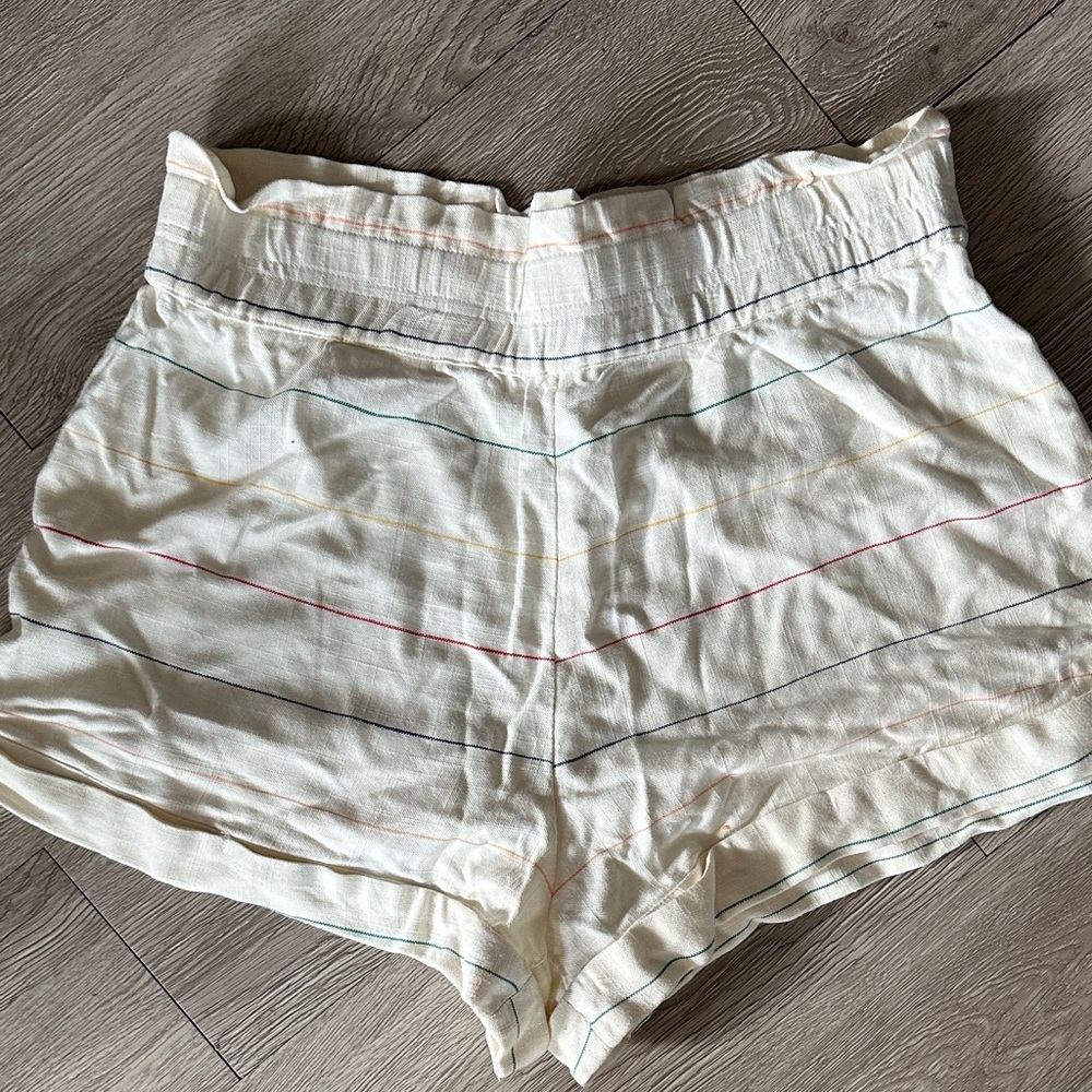 O'Neill White Striped High Waist Shorts